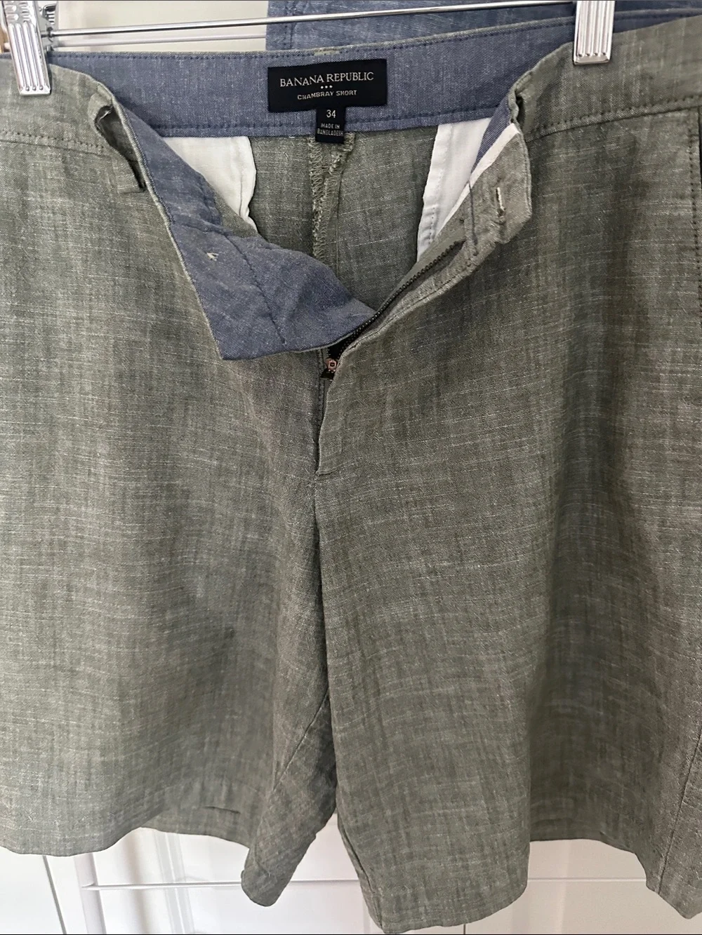 Banana Republic Men's Flat-Front Linen-Blend Shorts in Blue and Olive (2 pair)